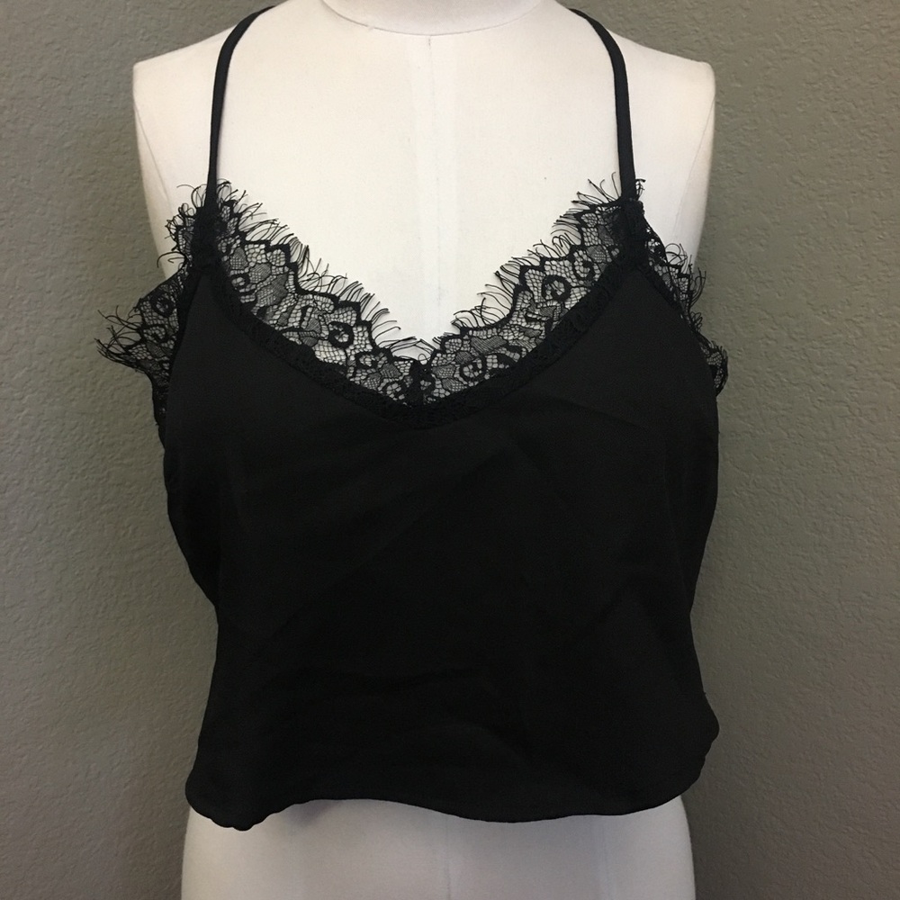 Lace back cropped tank